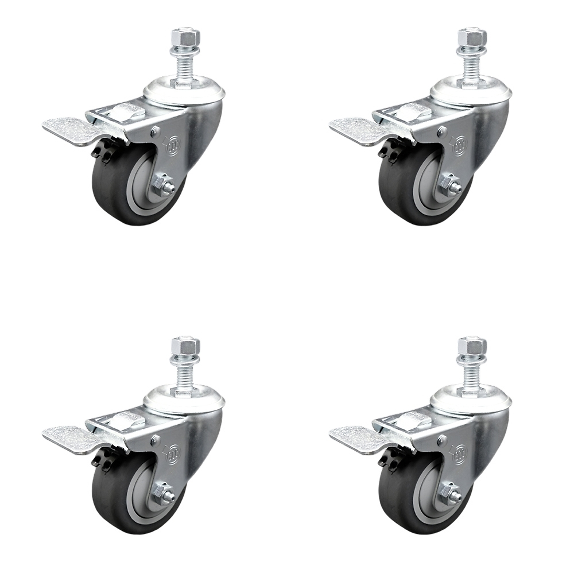 Service Caster, 3 1/2in. x 1 1/4in. Stem Casters, Wheel Diameter 3.5 in, Caster Type Swivel, Package (qty.) 4, Model# SCC-TSTTL20S3514-TPRB-381615-4